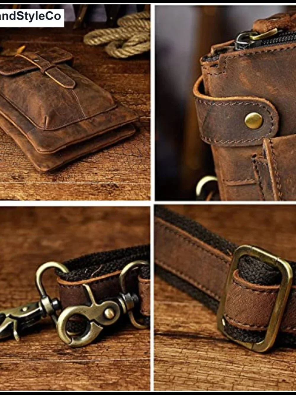 Genuine Leather Messenger Bag Crossbody Satchel Waist Pack Purse